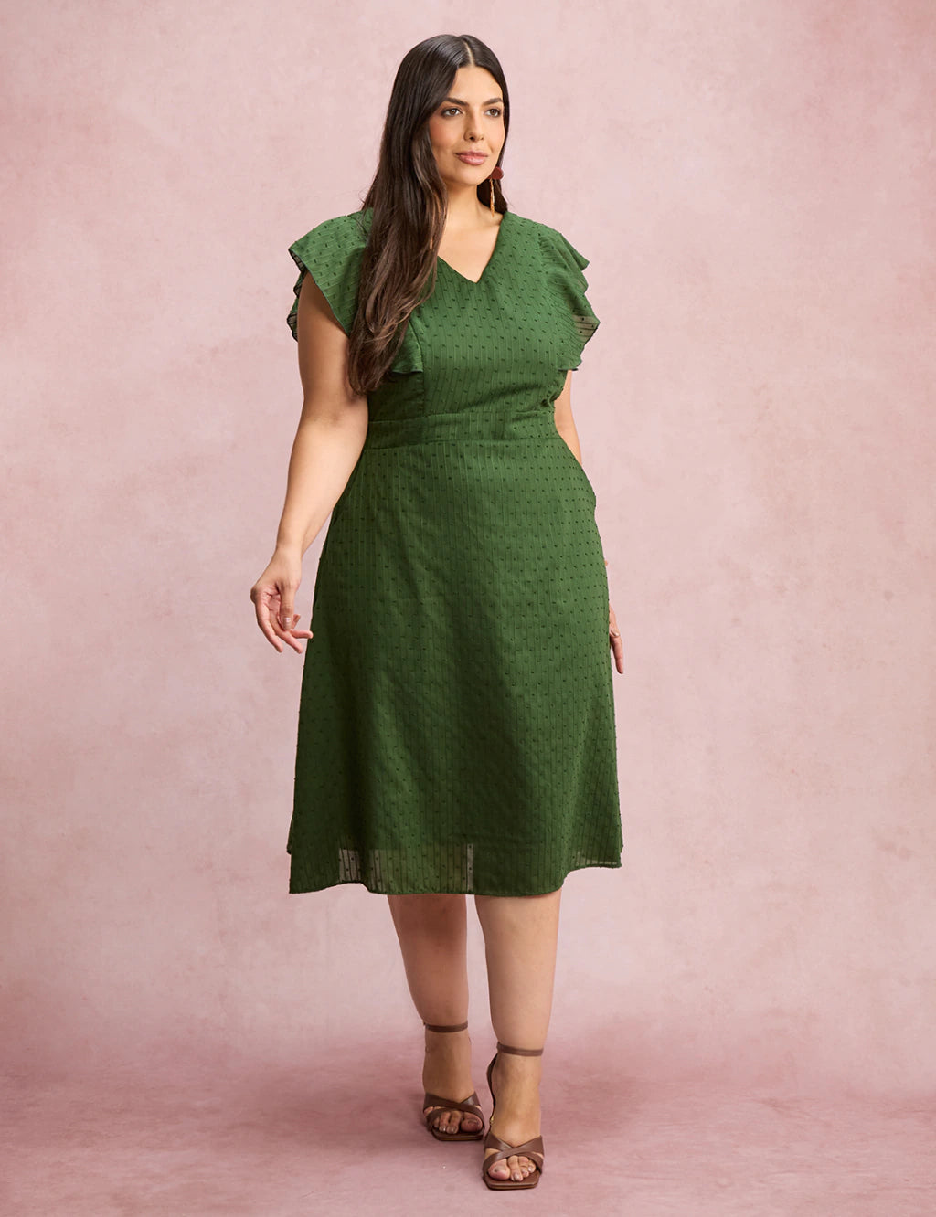 Vestido Mid Com Textura Pipoquinha Verde