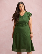 Vestido Mid Com Textura Pipoquinha Verde