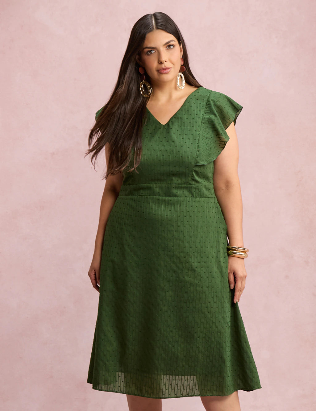 Vestido Mid Com Textura Pipoquinha Verde