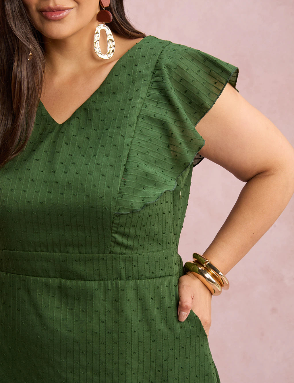 Vestido Mid Com Textura Pipoquinha Verde