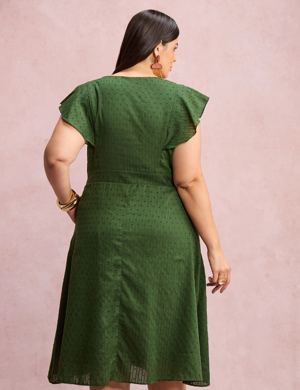 Vestido Mid Com Textura Pipoquinha Verde