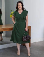 Vestido Mid Com Textura Pipoquinha Verde