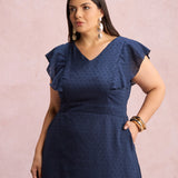 Vestido Mid Com Textura Pipoquinha Marinho