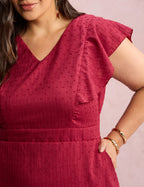 Vestido Mid Com Textura Pipoquinha Vinho