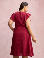 Vestido Mid Com Textura Pipoquinha Vinho