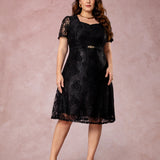 Vestido Midi Decote Princesa Preto