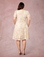 Vestido Midi Decote Princesa Bege