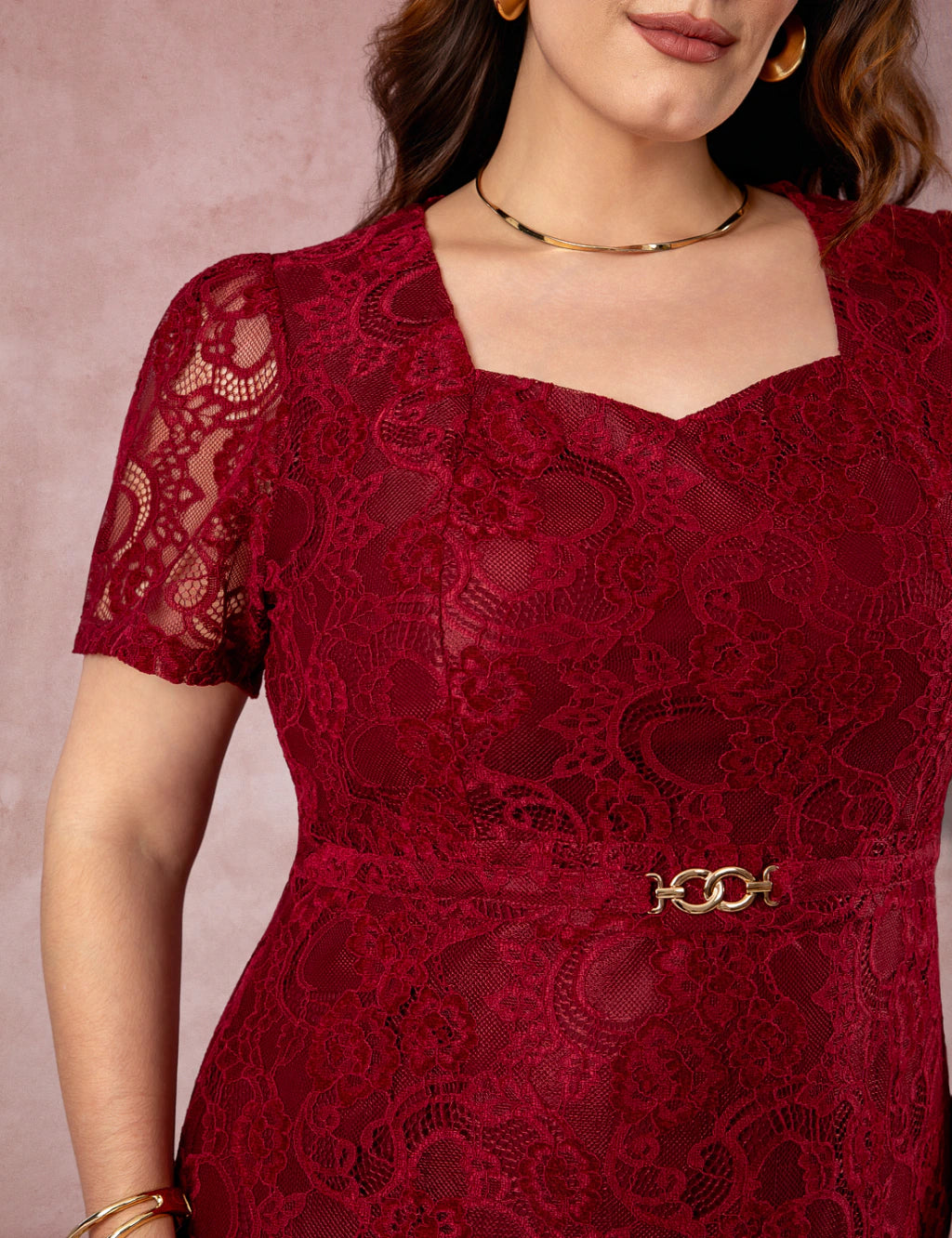 Vestido Midi Decote Princesa Vinho