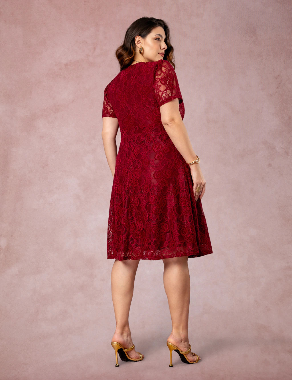 Vestido Midi Decote Princesa Vinho