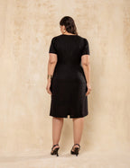 Vestido Midi Com Pregas Preto