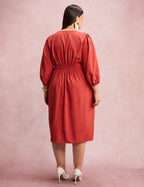 Vestido Midi Botões Metais Na Pala Telha