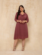 Vestido Midi Yorio Gola Bola Vinho