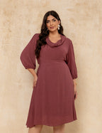 Vestido Midi Yorio Gola Bola Vinho