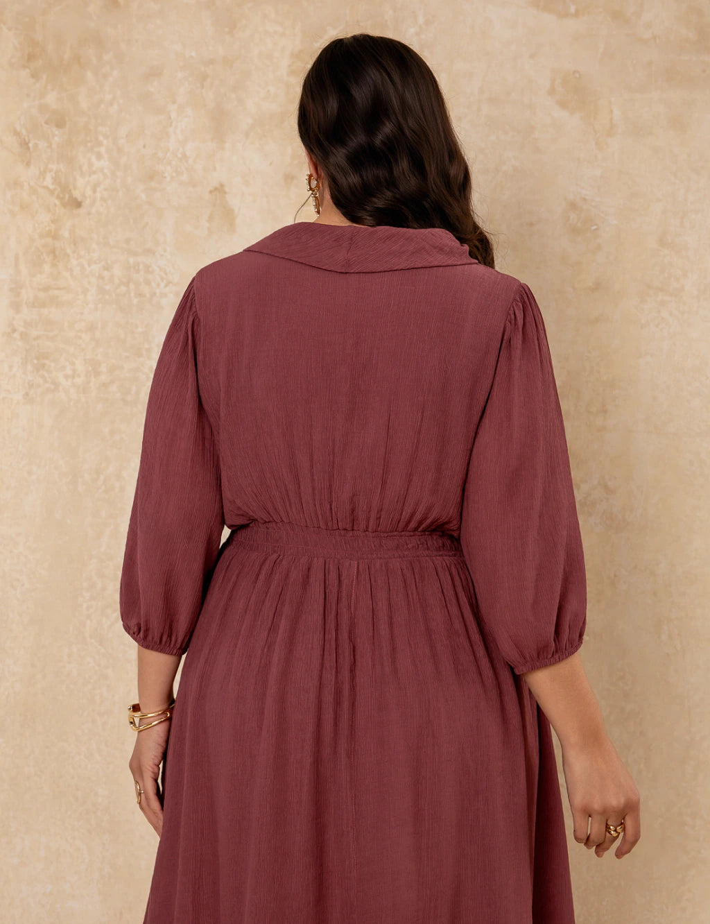 Vestido Midi Yorio Gola Bola Vinho