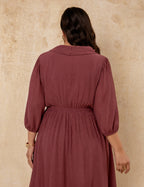 Vestido Midi Yorio Gola Bola Vinho