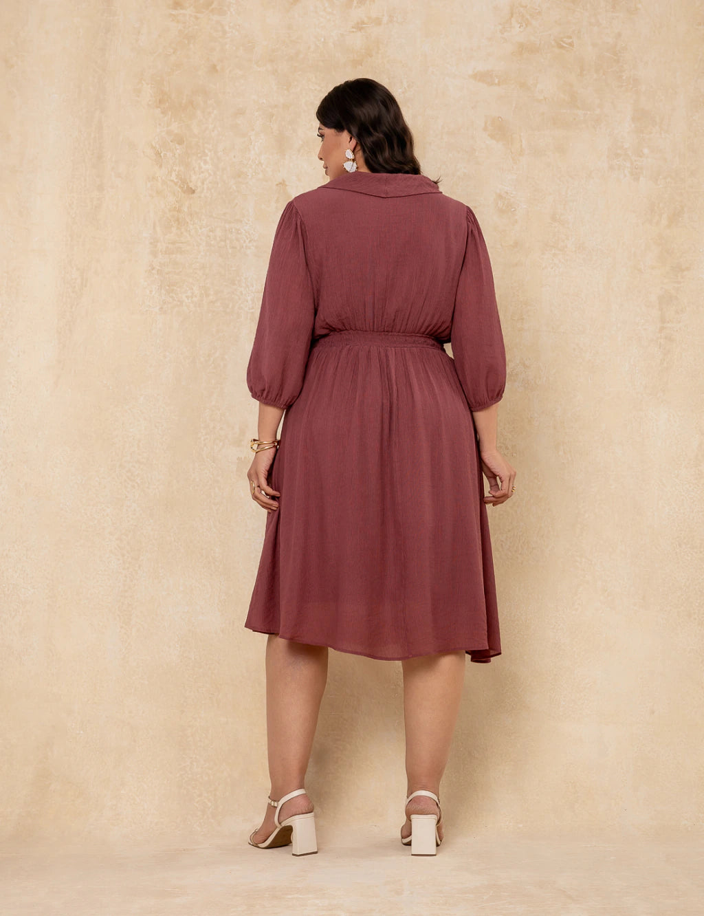 Vestido Midi Yorio Gola Bola Vinho