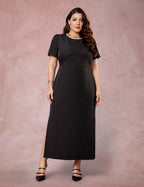 Vestido Longuete Risca De Giz Preto
