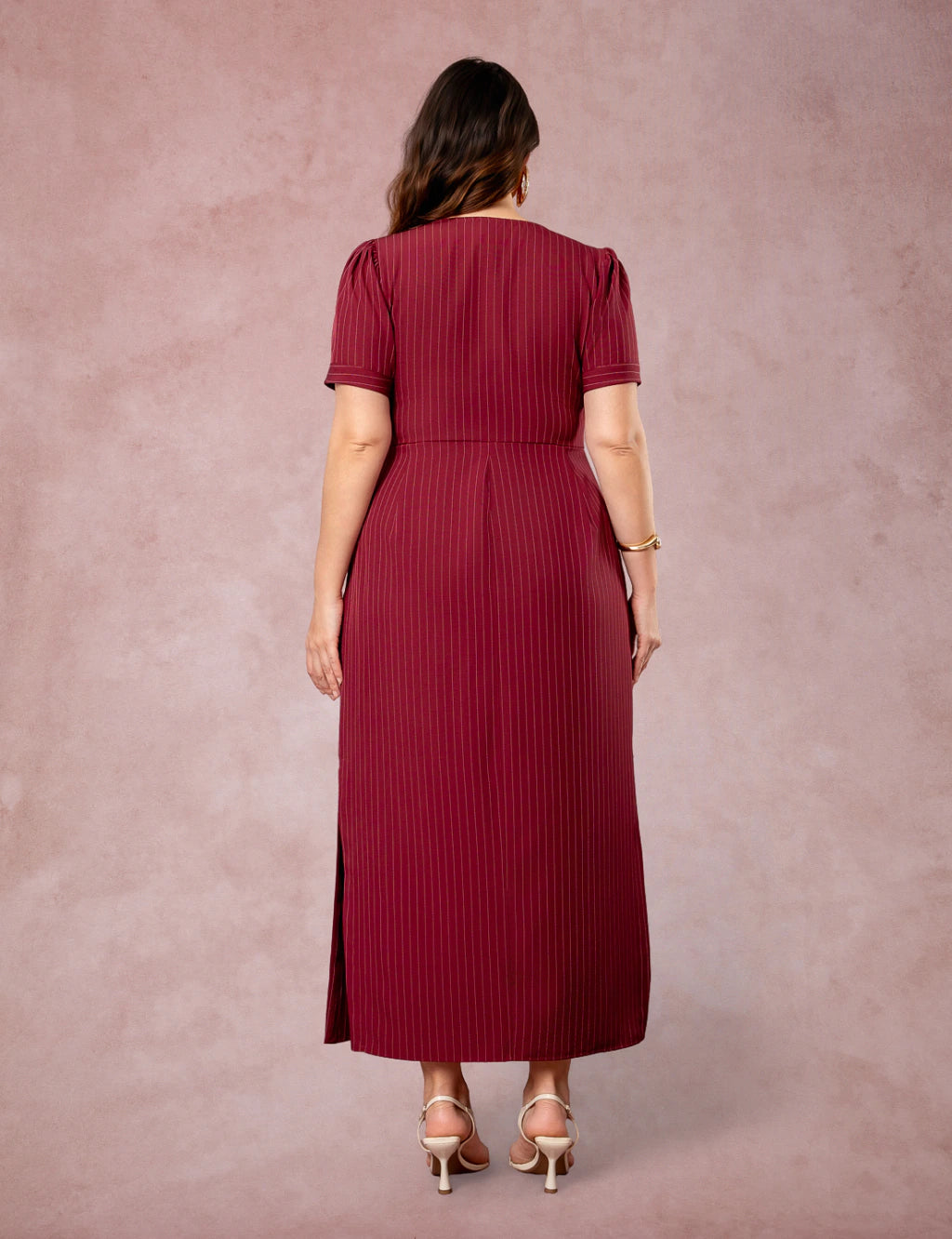 Vestido Longuete Risca De Giz Vinho