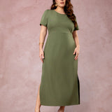 Vestido Longuete Risca De Giz Musgo