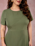 Vestido Longuete Risca De Giz Musgo