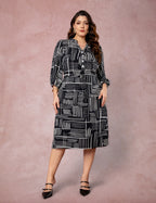 Vestido Midi Estampado Chemise Preto