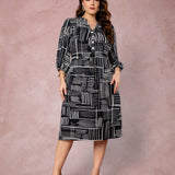 Vestido Midi Estampado Chemise Preto