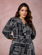 Vestido Midi Estampado Chemise Preto