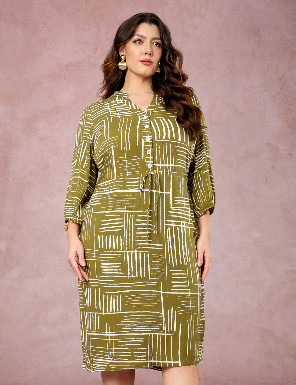 Vestido Midi Estampado Chemise Verde