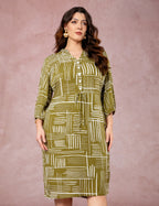 Vestido Midi Estampado Chemise Verde
