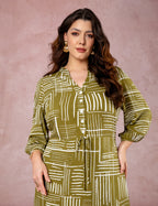 Vestido Midi Estampado Chemise Verde
