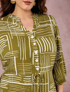 Vestido Midi Estampado Chemise Verde