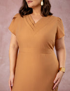 Vestido Midi Detalhe Na Gola Marrom