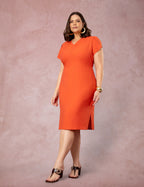 Vestido Midi Detalhe Na Gola Telha