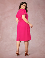Vestido Midi Com Vivo Pink