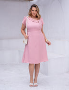 Vestido Midi Com Botão Rosé
