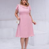Vestido Midi Com Botão Rosé