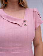 Vestido Midi Com Botão Rosé