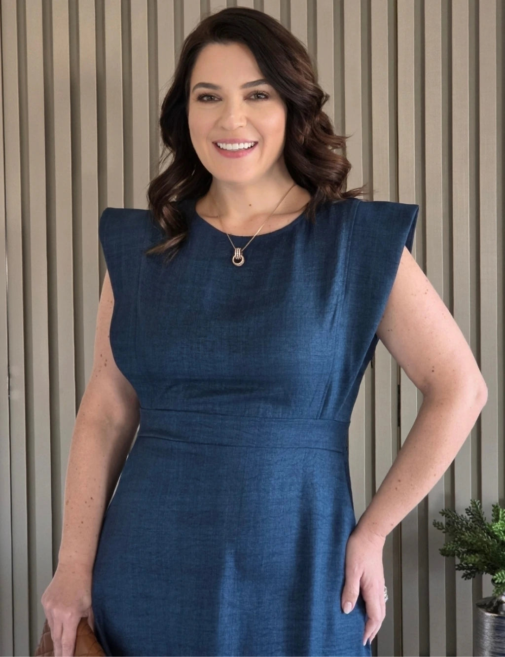 Vestido Longo Costa Com Botão Marinho