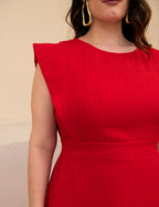 Vestido Longo Costa Com Botão Vermelho