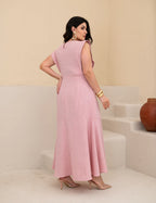 Vestido Longo Costa Com Botão Rosé
