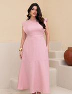 Vestido Longo Costa Com Botão Rosé