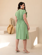 Vestido Midi Frente Com Vivo Verde