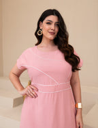 Vestido Midi Frente Com Vivo Rosé