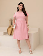 Vestido Midi Frente Com Vivo Rosé