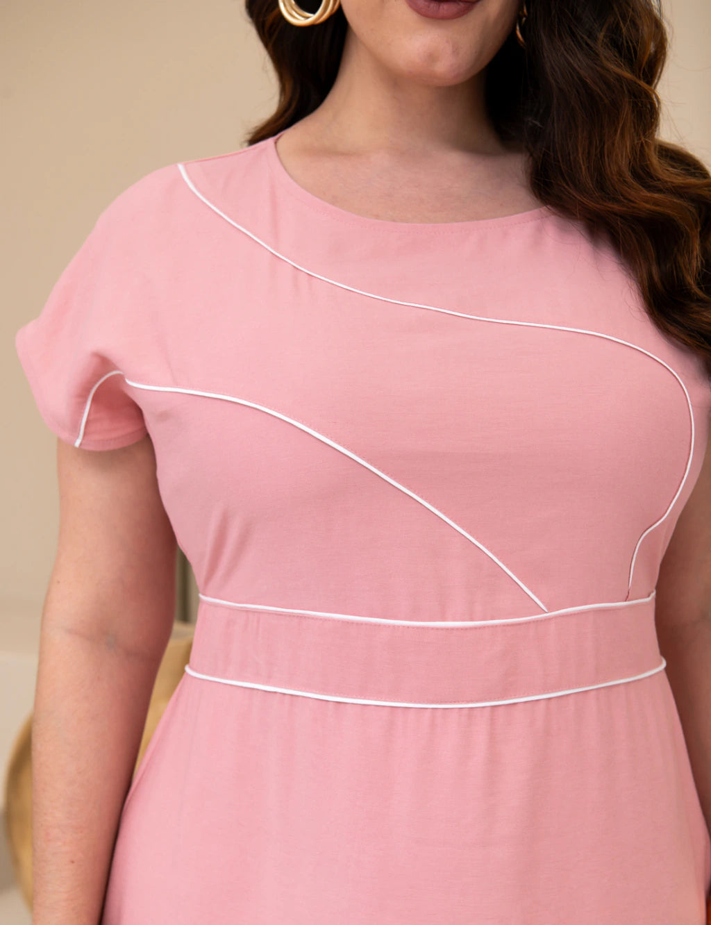 Vestido Midi Frente Com Vivo Rosé