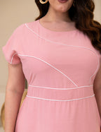 Vestido Midi Frente Com Vivo Rosé