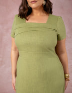 Vestido Midi Detalhe No Decote Verde