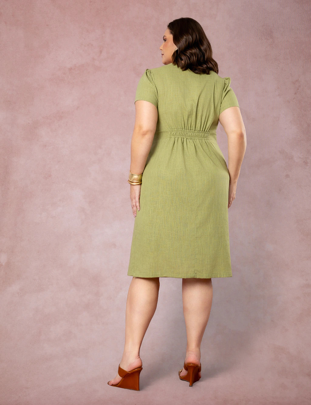 Vestido Midi Detalhe No Decote Verde