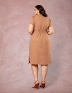 Vestido Midi Detalhe No Decote Marrom