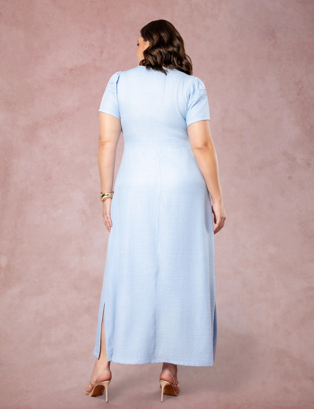 Vestido longo Com Fivela Azul